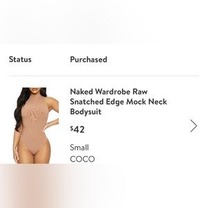 Naked Wardrobe Raw Snatched Edge Mock Neck Bodysuit